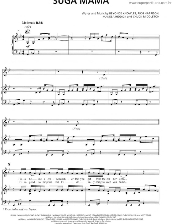 Partitura da música Suga Mama