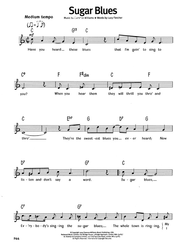 Partitura da música Sugar Blues