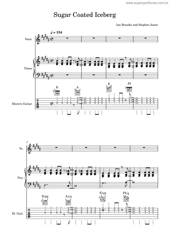 Partitura da música Sugar Coated Iceberg – The Lightning Seeds