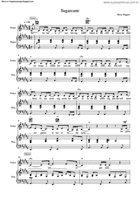 Partitura da música Sugarcane