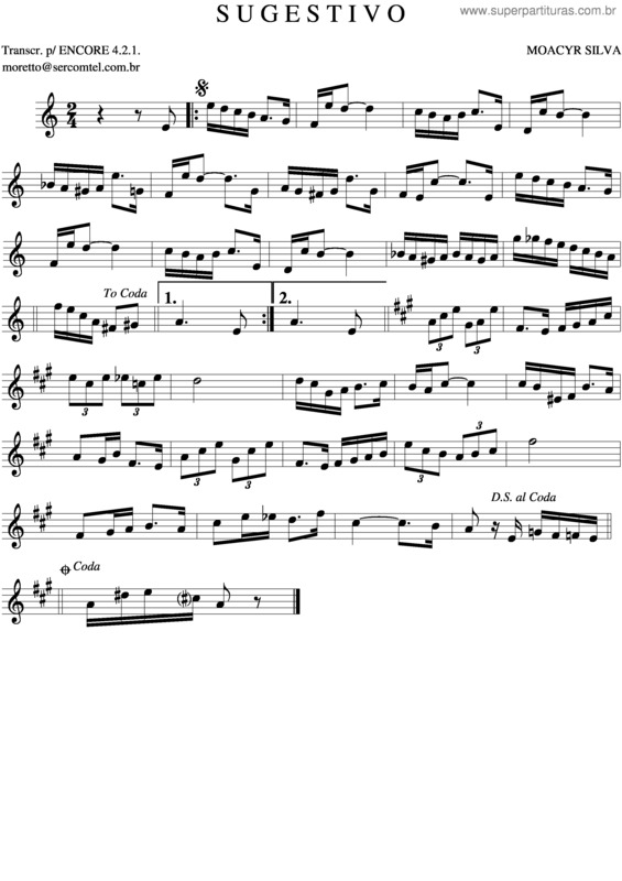 Partitura da música Sugestivo