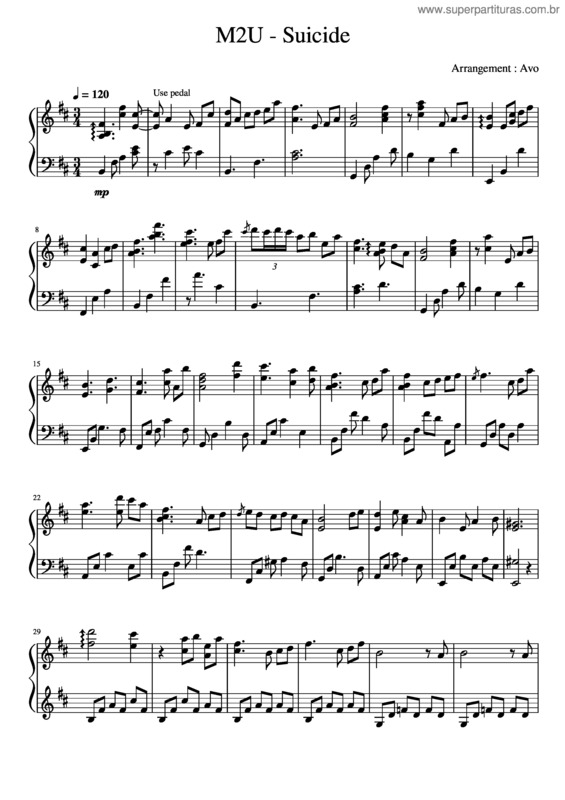 Partitura da música Suicide – M2u