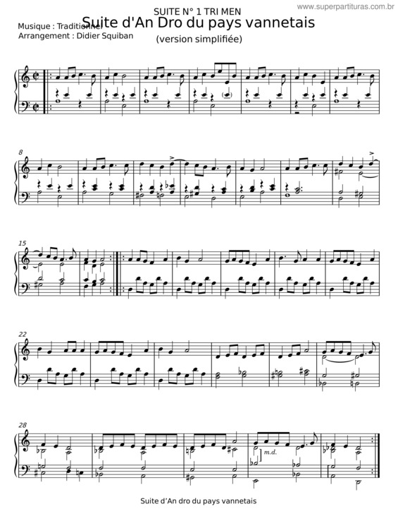 Partitura da música Suite D`An Dro Du Pays Vannetais