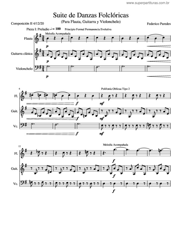 Partitura da música Suite De Danzas Folclóricas