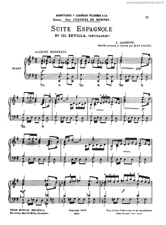 Partitura da música Suite Española, Sevillanas