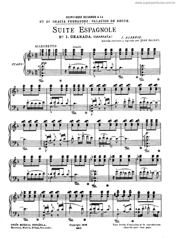 Partitura da música Suite Española No. 1 v.2