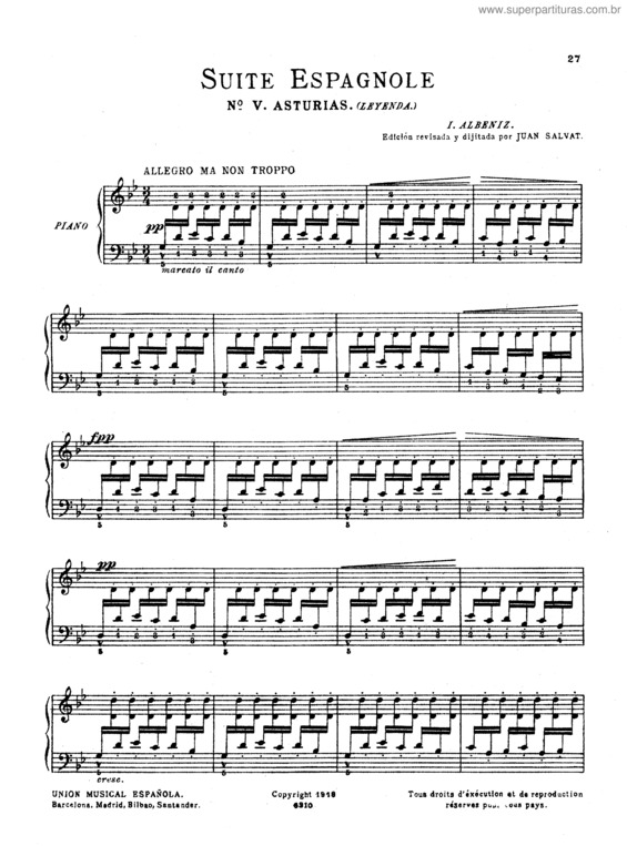 Partitura da música Suite Española No. 1