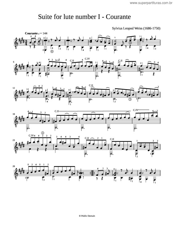 Partitura da música Suite For Lute Number I – Courante
