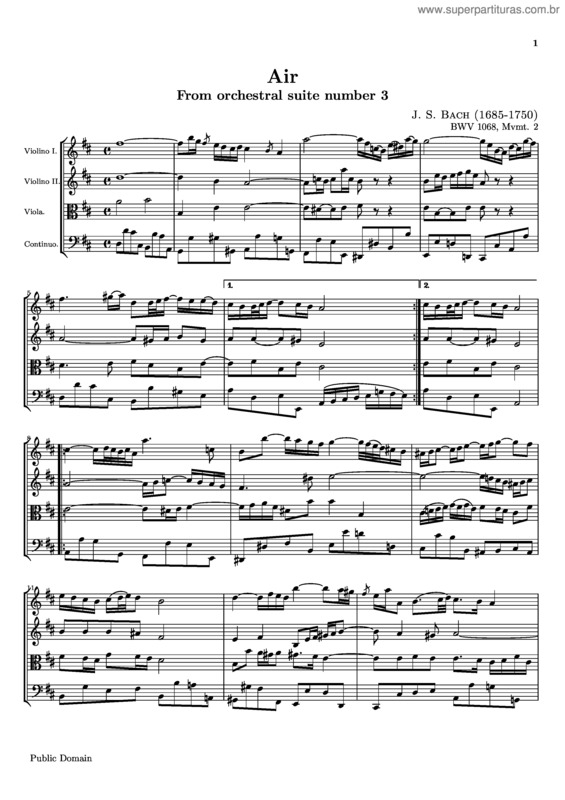 Partitura da música Suíte nº 3 para orquestra v.3
