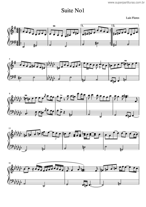 Partitura da música Suite No1