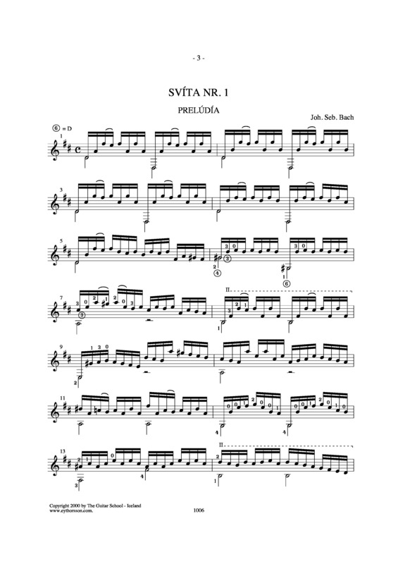 Partitura da música Suíte Nr 1