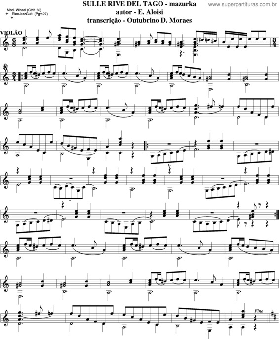 Partitura da música Sulle Rive Del Tago