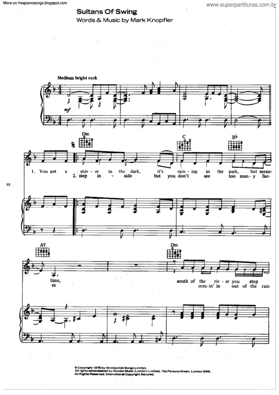 Partitura da música Sultans Of Swing v.10