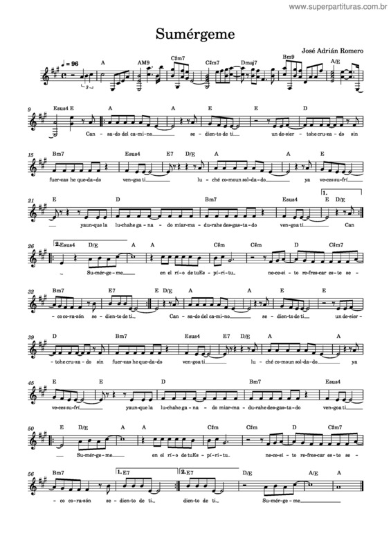 Partitura da música Sumergeme – Jesús Adrián Romero Sumérgeme – Jesús Adrián Romero