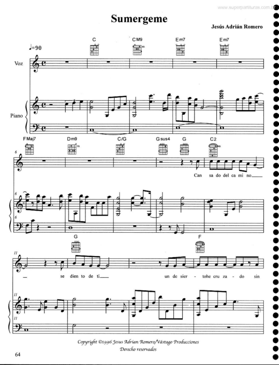 Partitura da música Sumergeme