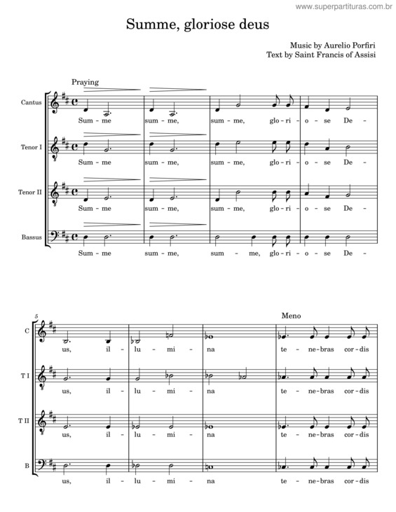 Partitura da música Summe, Gloriose Deus