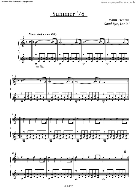 Partitura da música Summer 78 v.2