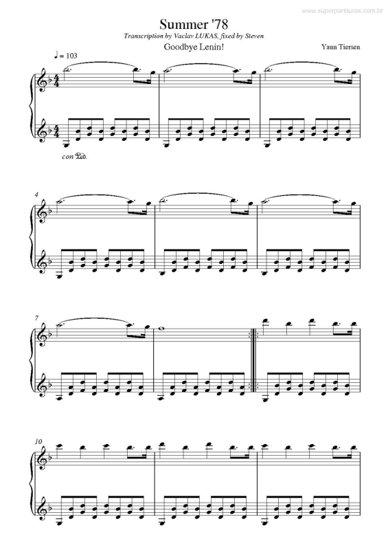 Partitura da música Summer 78