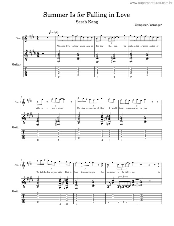 Partitura da música Summer Is For Falling In Love