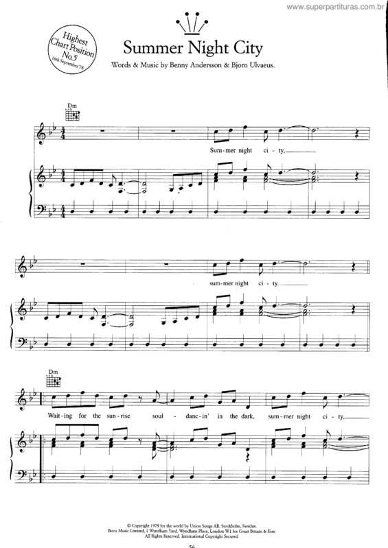 Partitura da música Summer Night City v.2