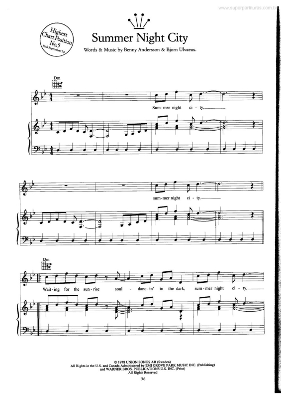 Partitura da música Summer Night City