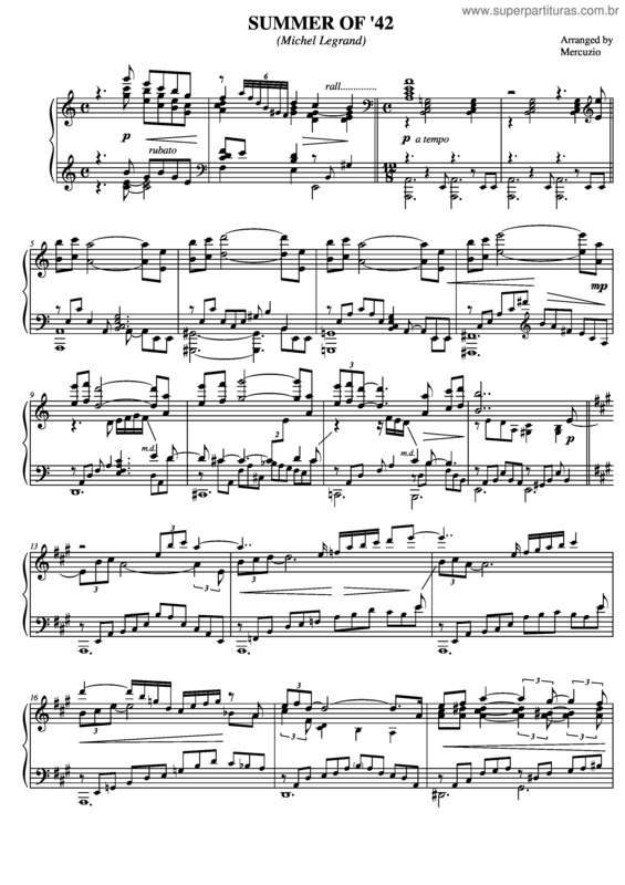 Partitura da música Summer Of `42