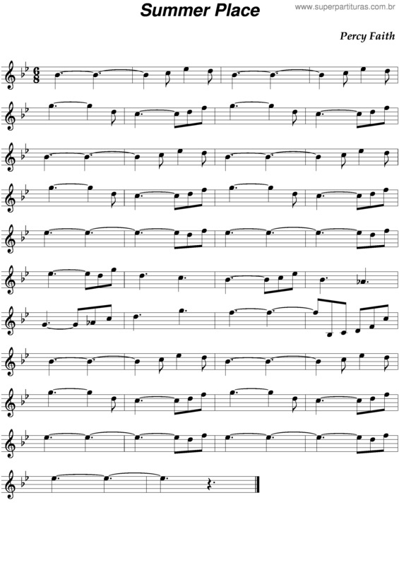 Partitura da música Summer Place v.2