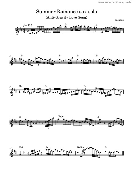 Partitura da música Summer Romance