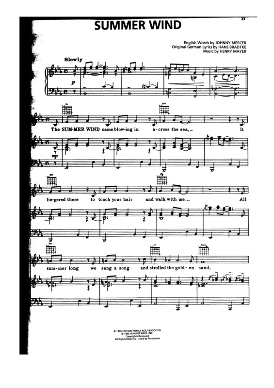 Partitura da música Summer Wind