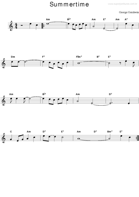 Partitura da música Summertime v.2