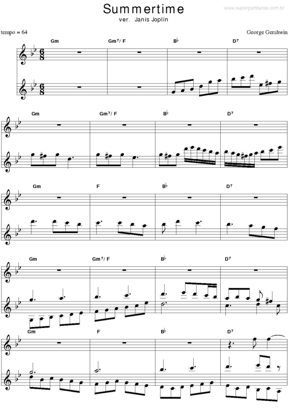 Partitura da música Summertime v.3