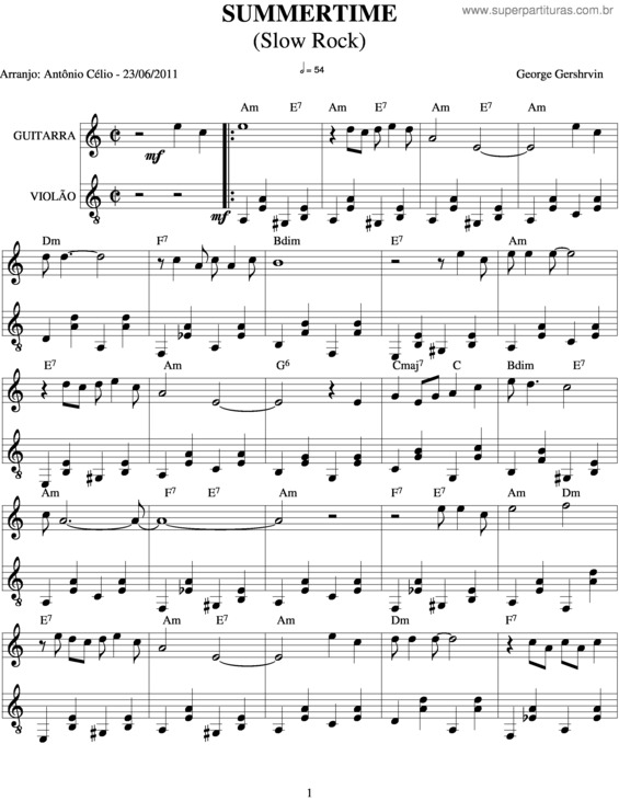 Partitura da música Summertime v.4