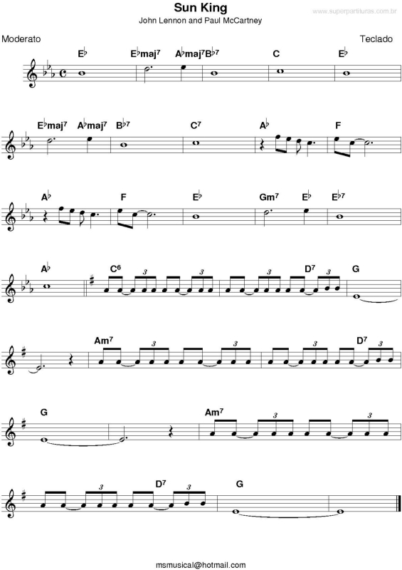 Partitura da música Sun King v.2