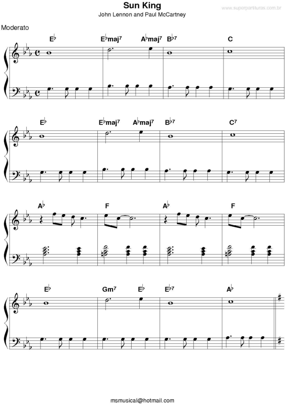 Partitura da música Sun King