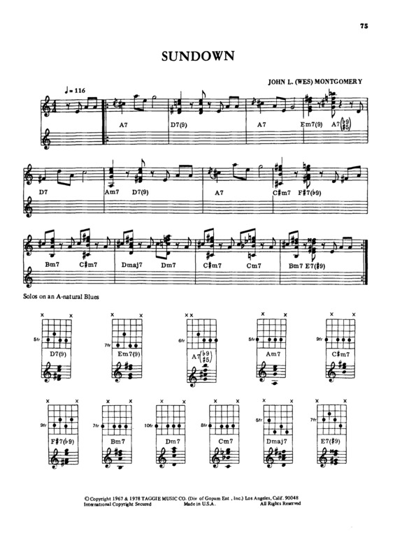 Partitura da música Sundown