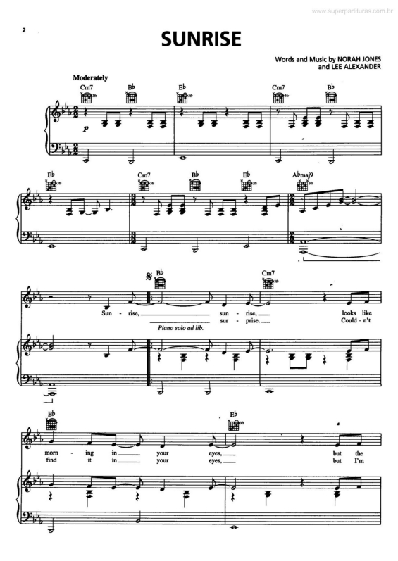 Partitura da música Sunrise