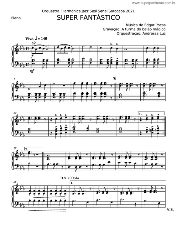 Partitura da música Super Fantástico – Paulinho Da Viola