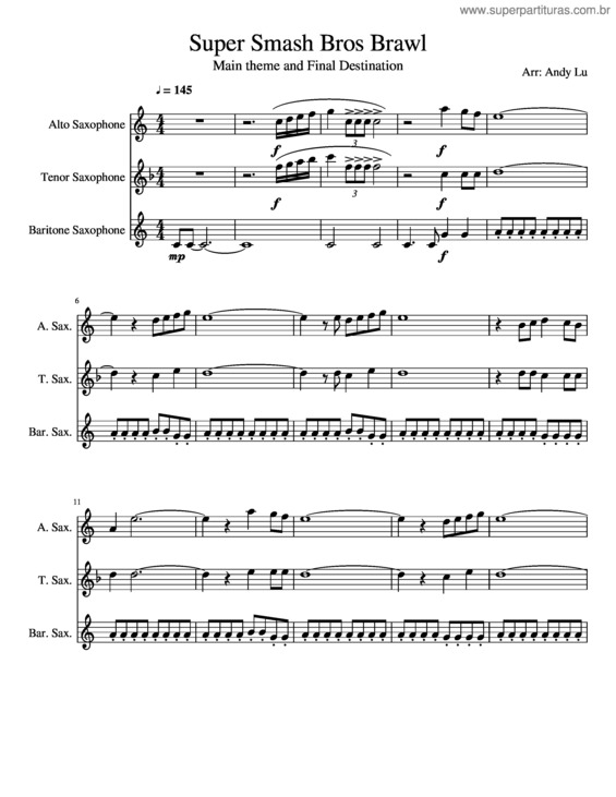 Partitura da música Super Smash Bros Brawl Arrangement Sax Trio