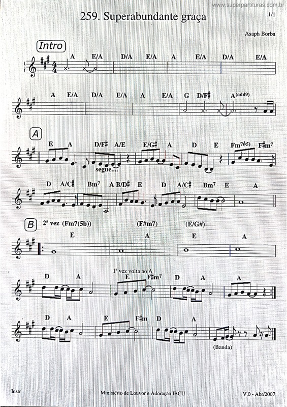 Partitura da música Superabundante Graça v.2