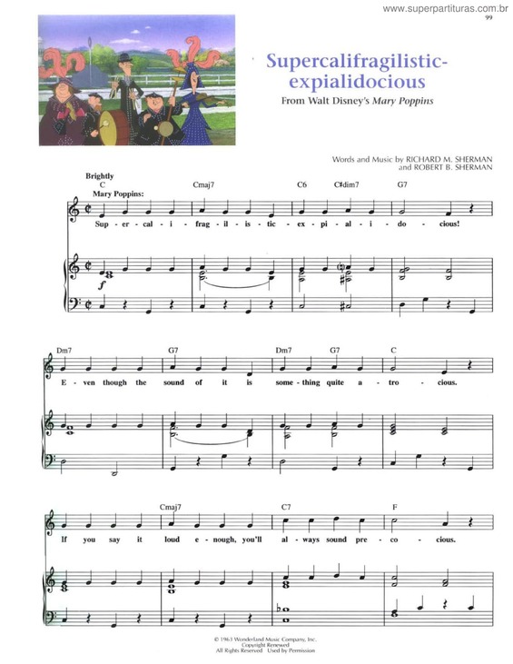 Partitura da música Supercalifragilisticexpialidocious