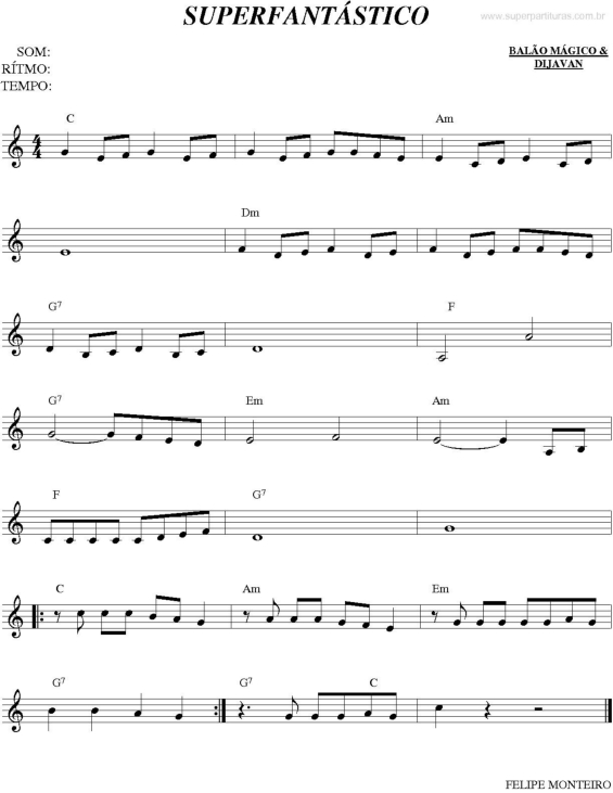 Partitura da música Superfantástico