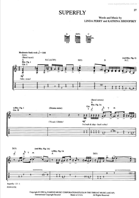 Partitura da música Superfly