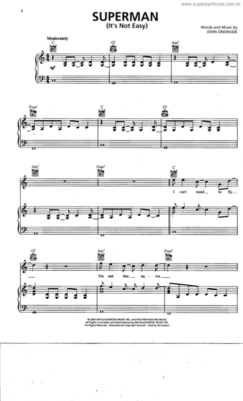 Partitura da música Superman (It`s Not Easy)