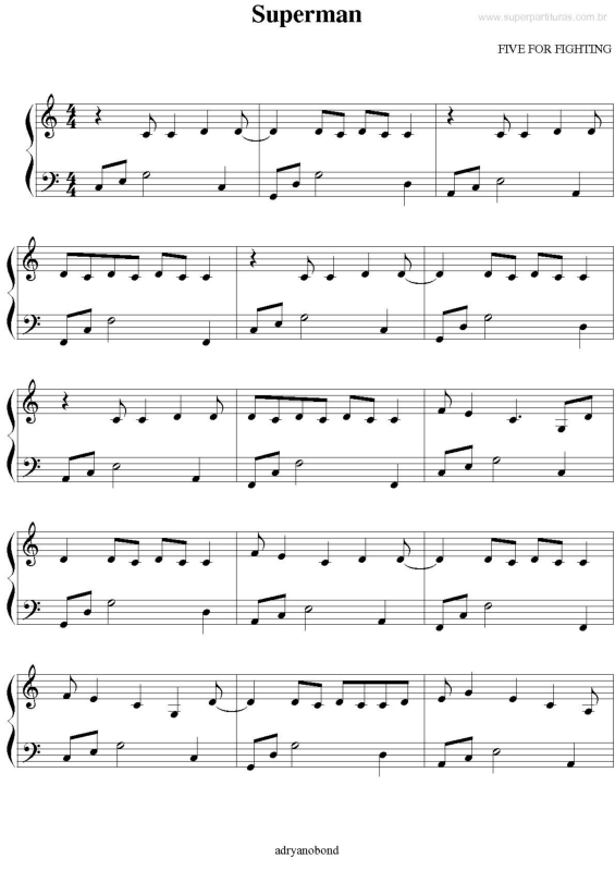 Partitura da música Superman v.2