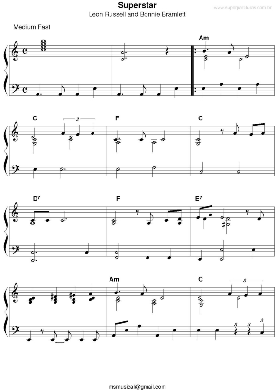 Partitura da música Superstar