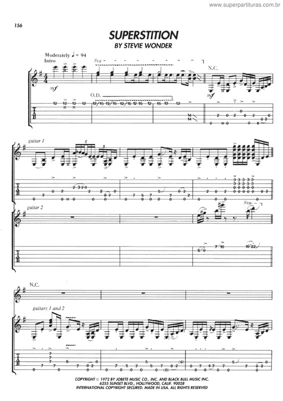 Partitura da música Superstition