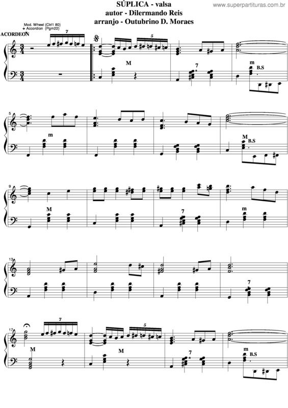 Partitura da música Súplica v.5