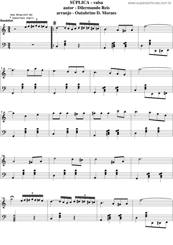 Partitura da música Súplica v.7