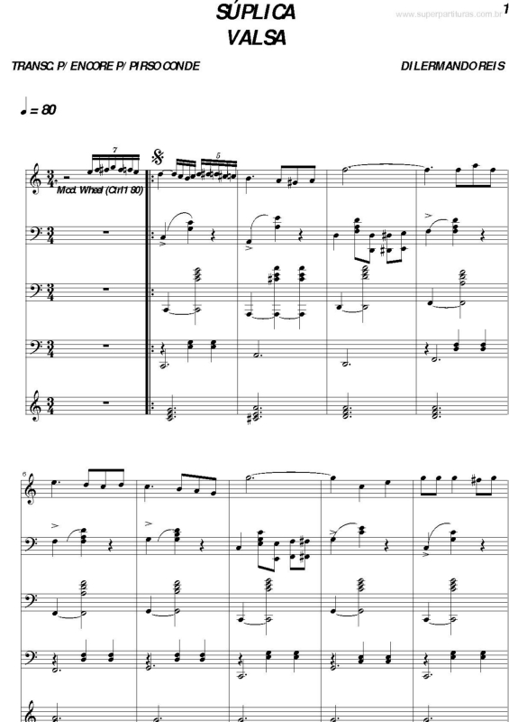 Partitura da música Súplica