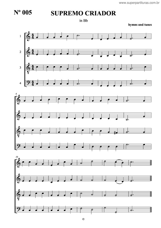 Partitura da música Supremo Criador v.2